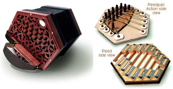 Anglo concertina, inside and out.